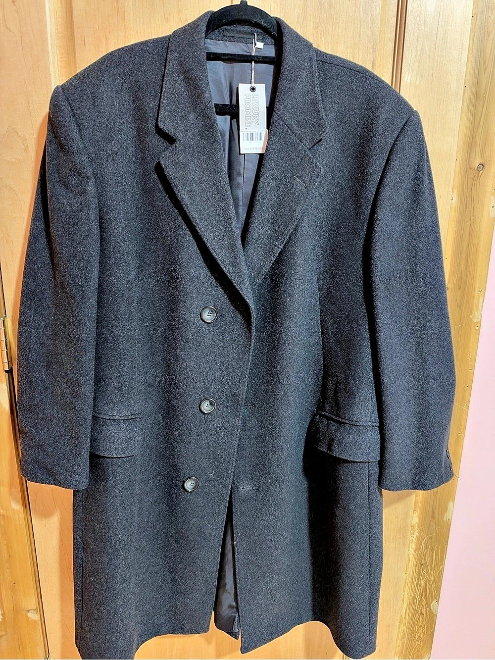Vintage Unisex Yves Saint Laurent Cashmere & Wool Coat in Dark Grey NWT